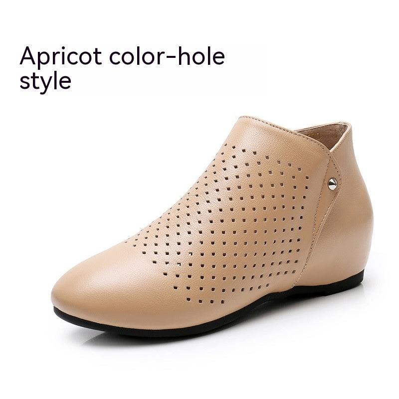 Genuine Leather Deep Mouth Flat Shoes Women - Amazitshop