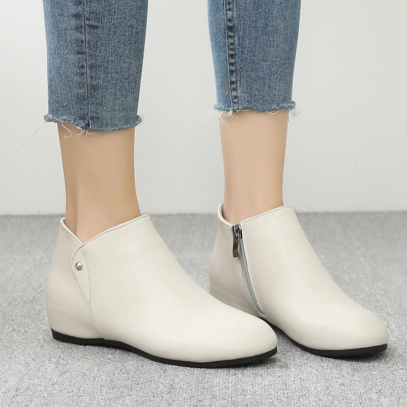 Genuine Leather Deep Mouth Flat Shoes Women - Amazitshop