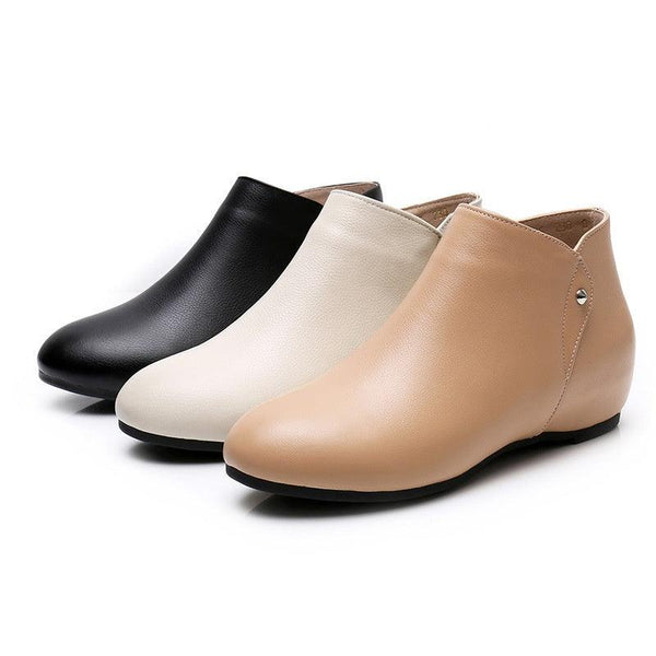 Genuine Leather Deep Mouth Flat Shoes Women - Amazitshop