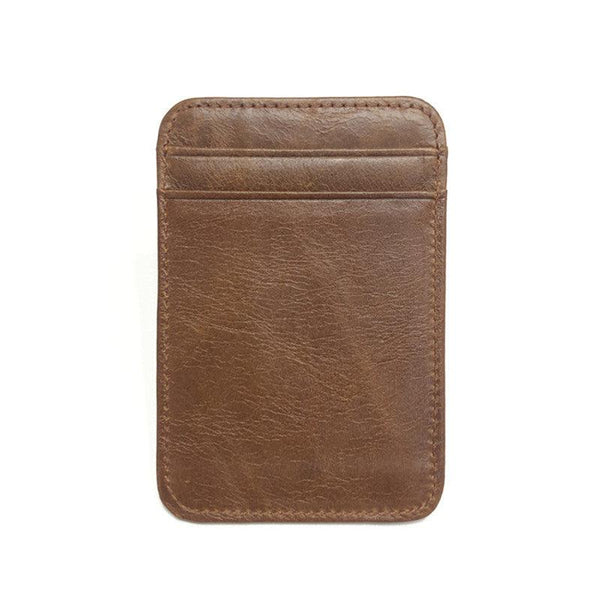 Genuine Leather Men Wallet Brown Coin Purse Small Mini Card - Amazitshop