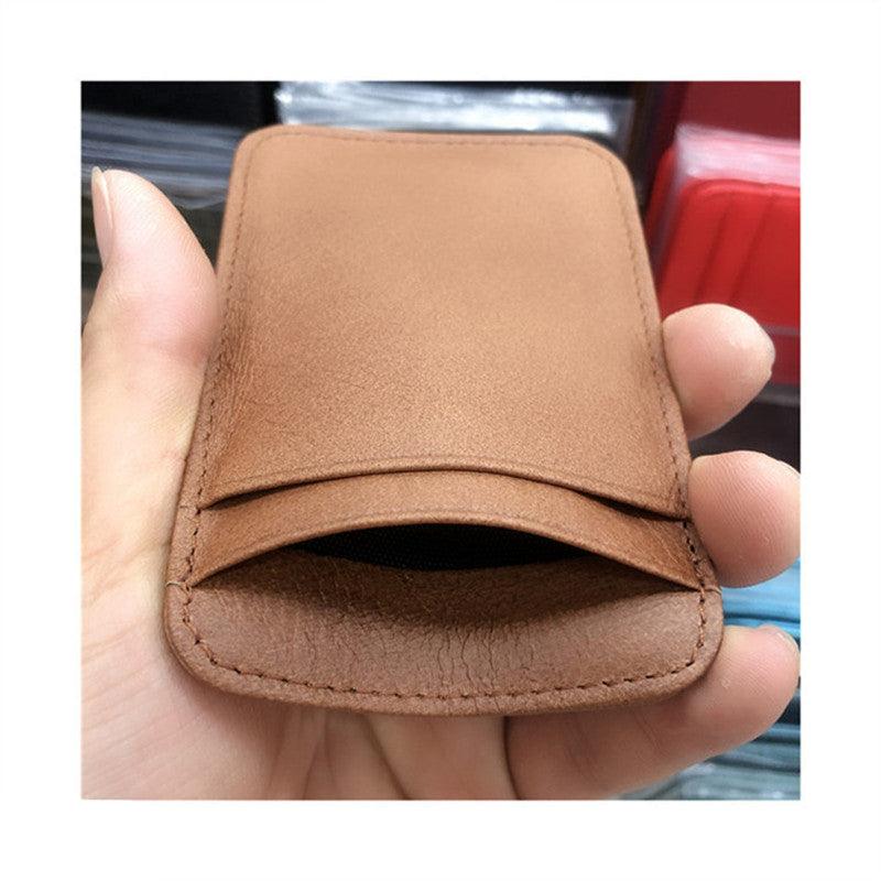 Genuine Leather Men Wallet Brown Coin Purse Small Mini Card - Amazitshop
