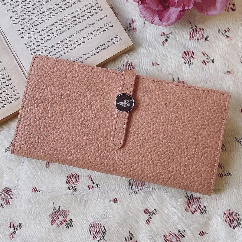 Genuine Leather Women Wallets Luxury Long Hasp Lychee Pattern Coin Purses - Amazitshop