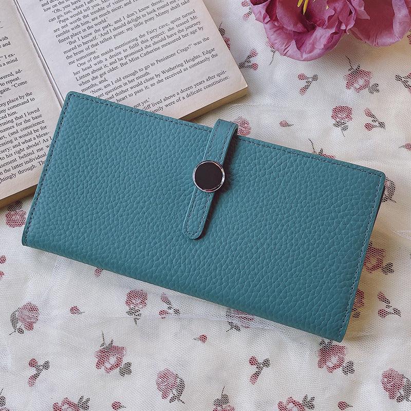 Genuine Leather Women Wallets Luxury Long Hasp Lychee Pattern Coin Purses - Amazitshop