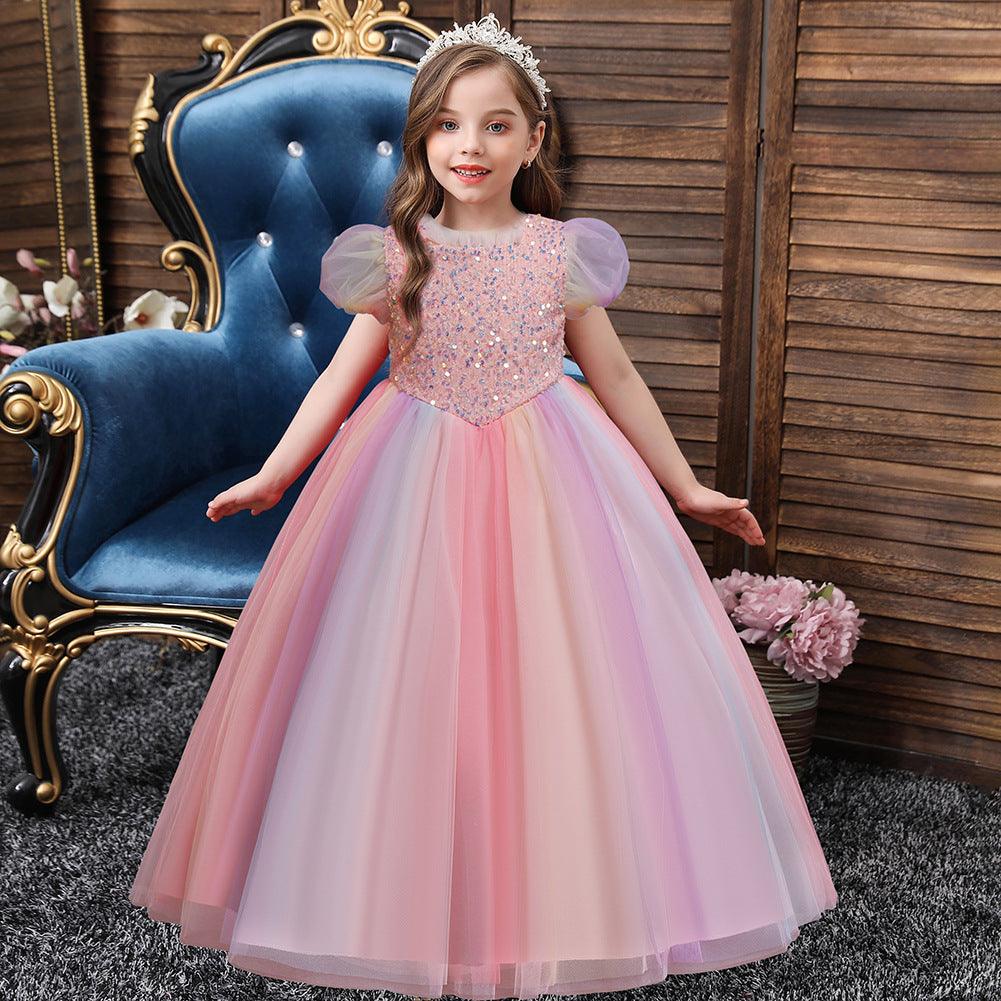 Girl Princess Children's Dress Color Mesh - Amazitshop