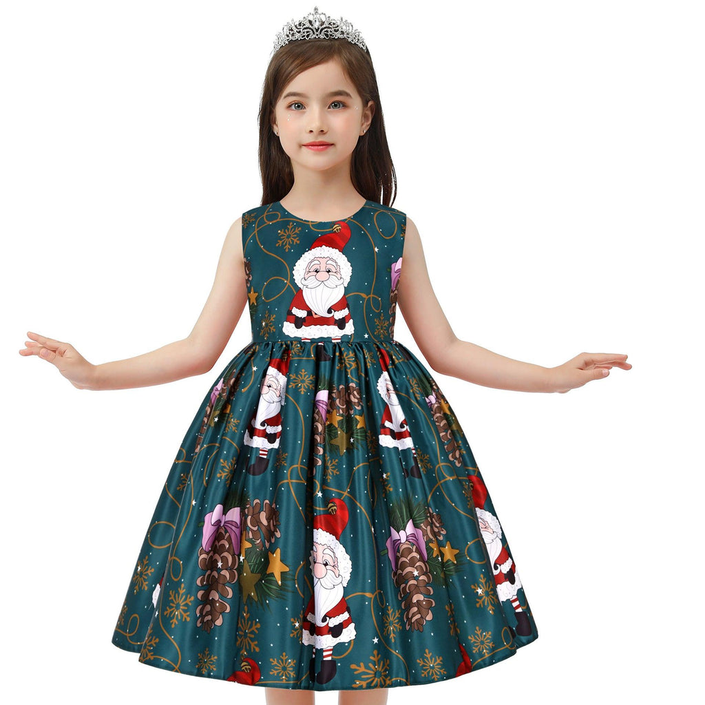 Girls' Cartoon Printed Bow Dress - Amazitshop