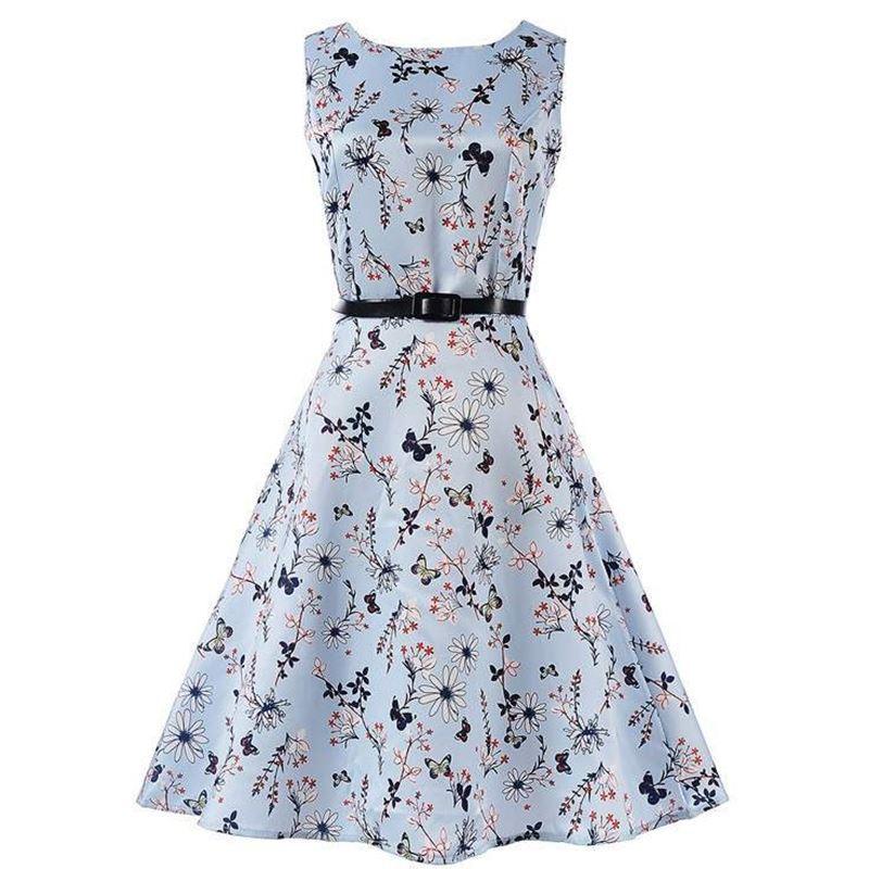 Girls Child Mer Eveless Printed Dresses Princess Dress - Amazitshop