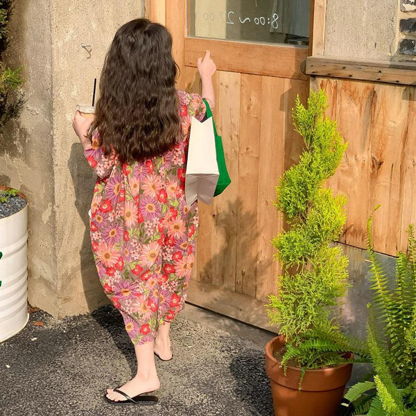 Girls' Cotton Jumpsuit One - piece Trousers - Amazitshop