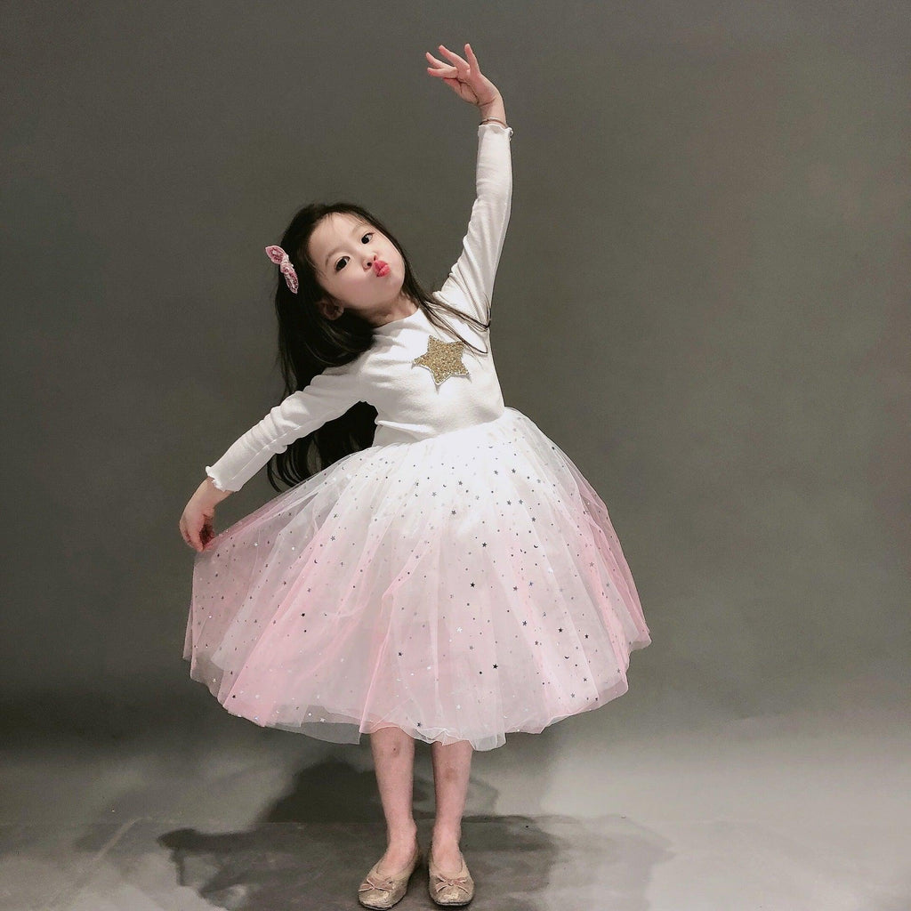 Girls' Dresses New Children'S Skirts Super Western Princess Dresses Star Fluffy Mesh Skirts - Amazitshop