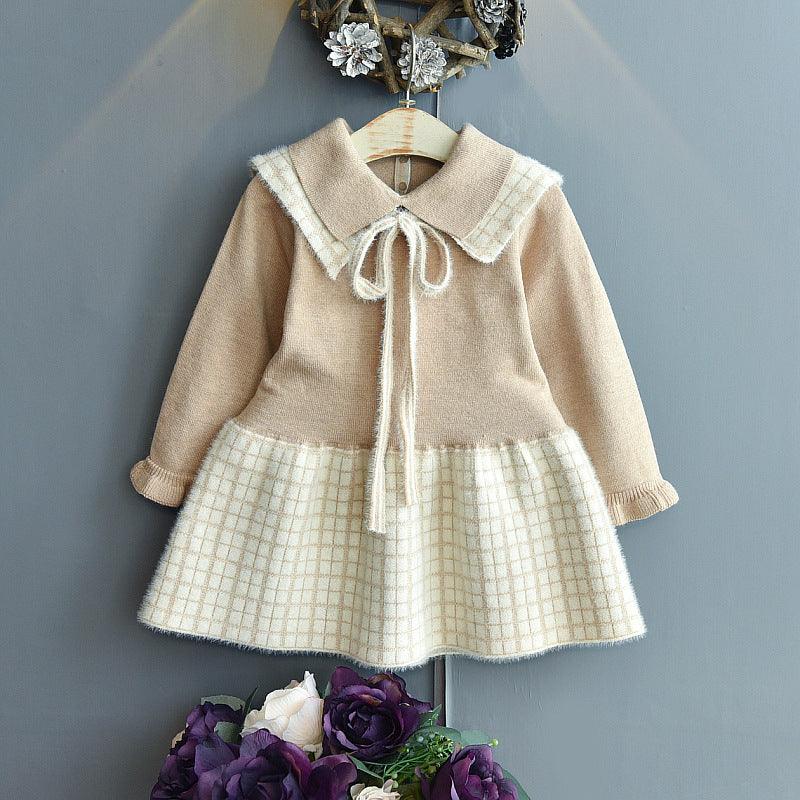 Girls' Fashion Personality Preppy Sweater Dress - Amazitshop