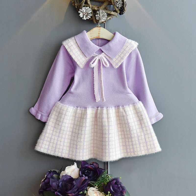 Girls' Fashion Personality Preppy Sweater Dress - Amazitshop