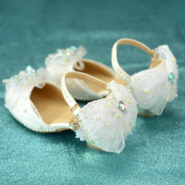 Girls High - heeled Summer Crystal Shoes Show Leather Shoes - Amazitshop