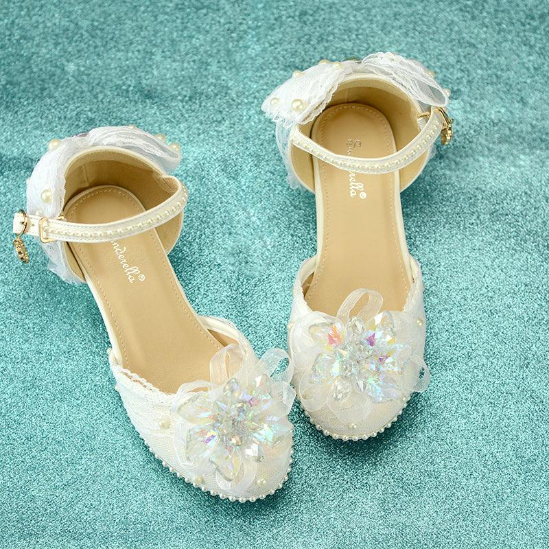 Girls High - heeled Summer Crystal Shoes Show Leather Shoes - Amazitshop