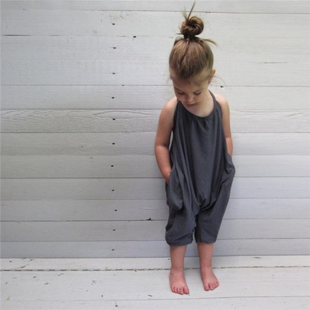 Girls Jumpsuits Summer Baby Girl Solid Overalls Soft Girls Fashion Leotard Outfit Clothes - Amazitshop