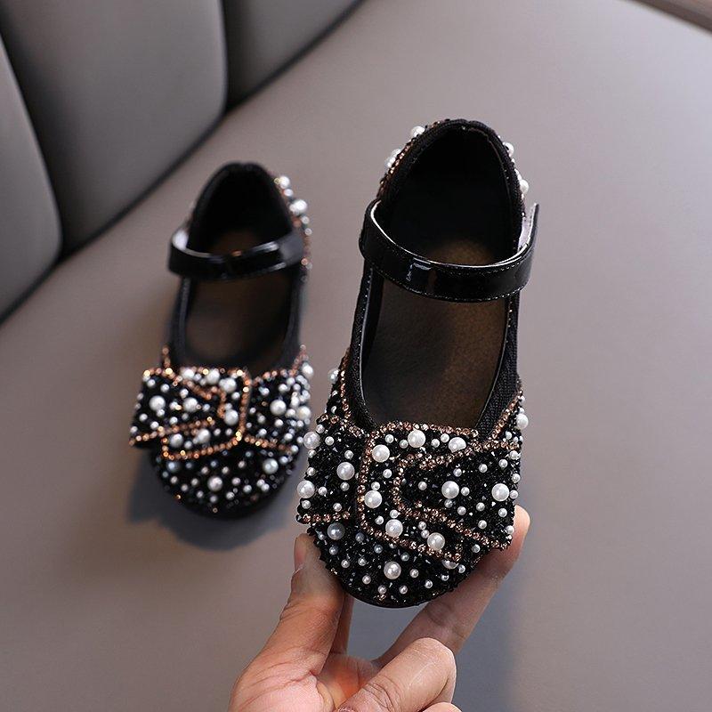 Girls' Leather Shoes Spring And Autumn Style Single Shoes Rhinestone Princess Shoes Performance Shoes - Amazitshop