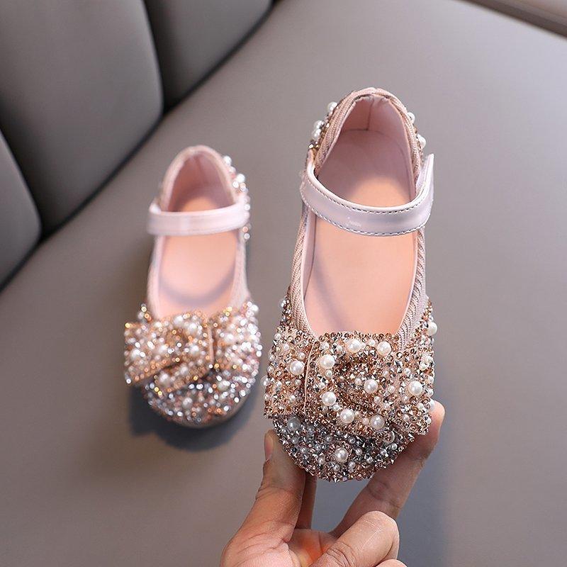 Girls' Leather Shoes Spring And Autumn Style Single Shoes Rhinestone Princess Shoes Performance Shoes - Amazitshop