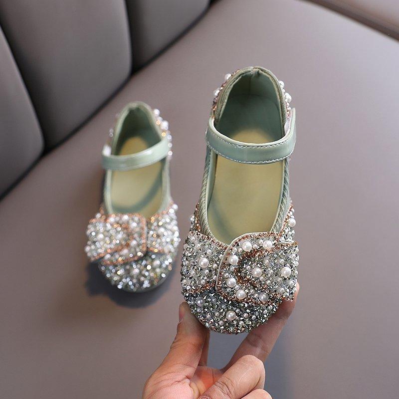 Girls' Leather Shoes Spring And Autumn Style Single Shoes Rhinestone Princess Shoes Performance Shoes - Amazitshop