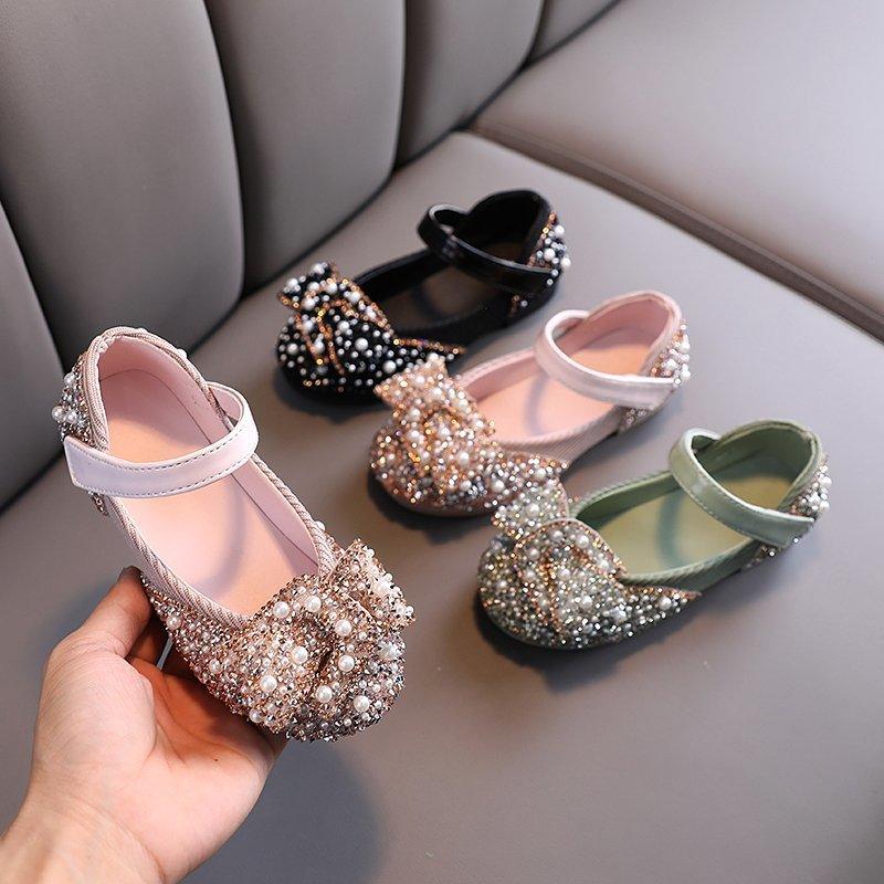Girls' Leather Shoes Spring And Autumn Style Single Shoes Rhinestone Princess Shoes Performance Shoes - Amazitshop