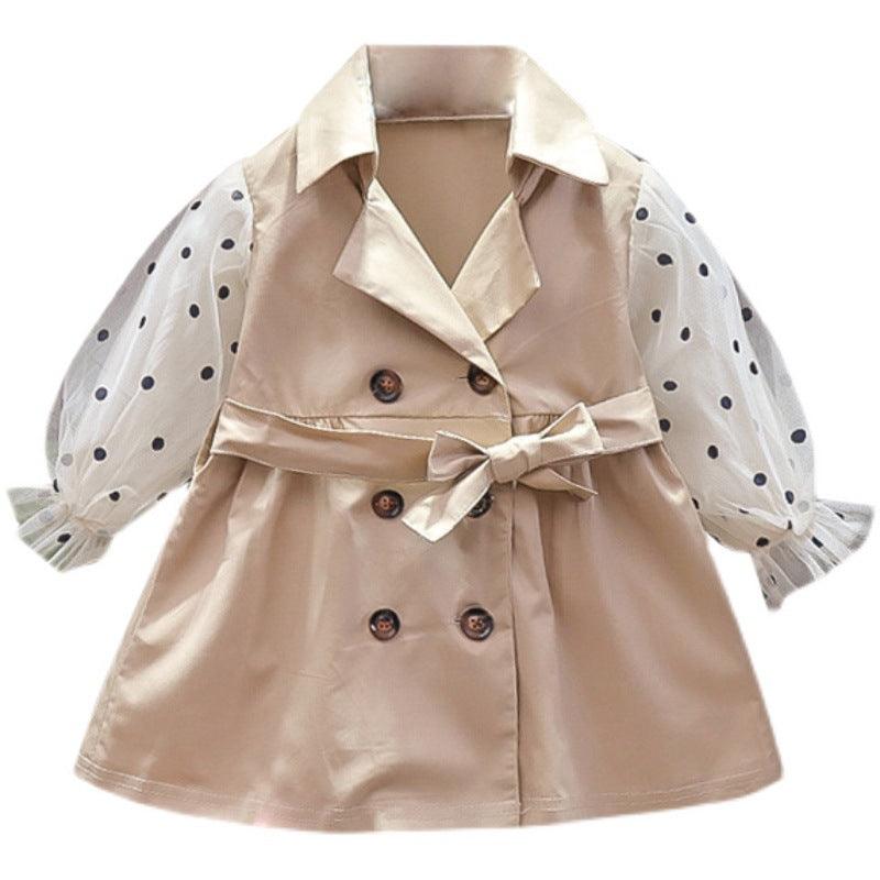 Girls' Mid - length Thin Outerwear Trench Coat - Amazitshop