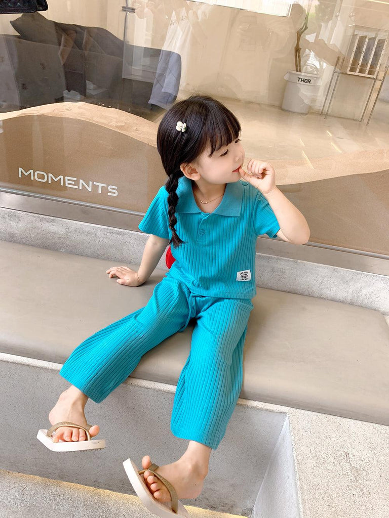 Girls Outfit Threaded Cotton T-Shirt - Amazitshop