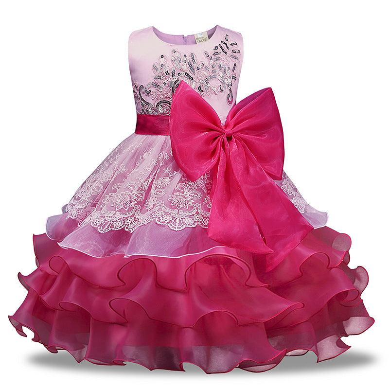 Girls' Sequined Dress Bow Kids Skirt - Amazitshop