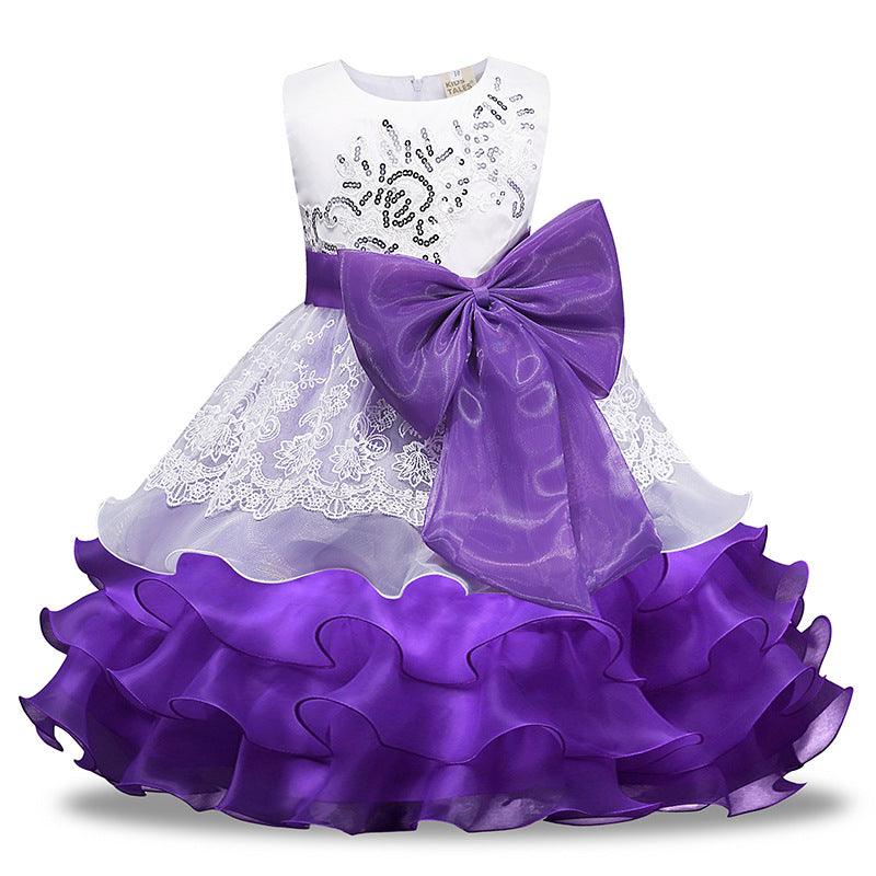 Girls' Sequined Dress Bow Kids Skirt - Amazitshop
