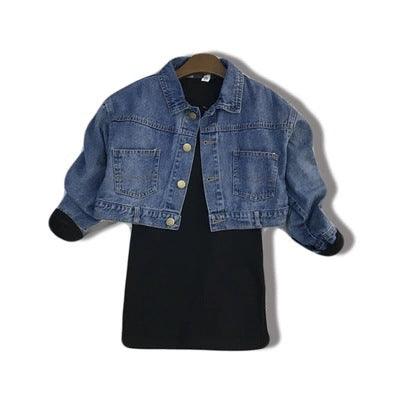 Girls Set Denim Jacket Coat Plus Dress - Amazitshop