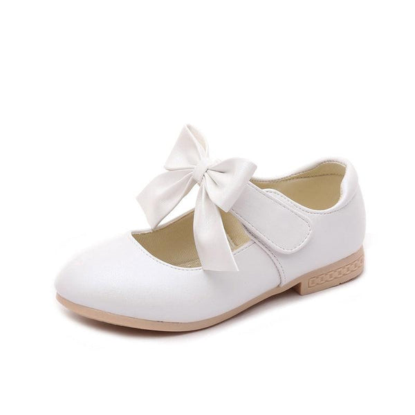 Girls Shoes White Leather Shoes Bowknot Girls Children Princess Shoes - Amazitshop