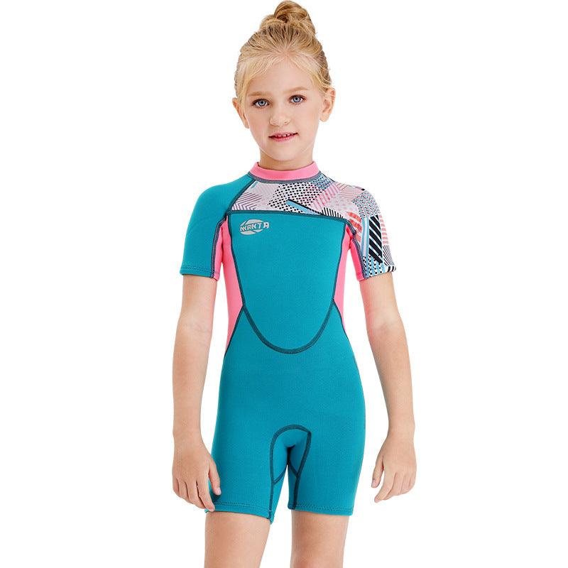 Girls Snorkeling, Surfing, Sunscreen And Cold - Proof Autumn And Winter Short - Sleeved Swimwear - Amazitshop