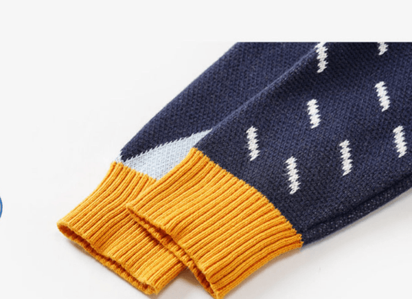 Girls' Sweaters, Cotton Color - blocking, Boys' Western Style Baby Pullovers - Amazitshop