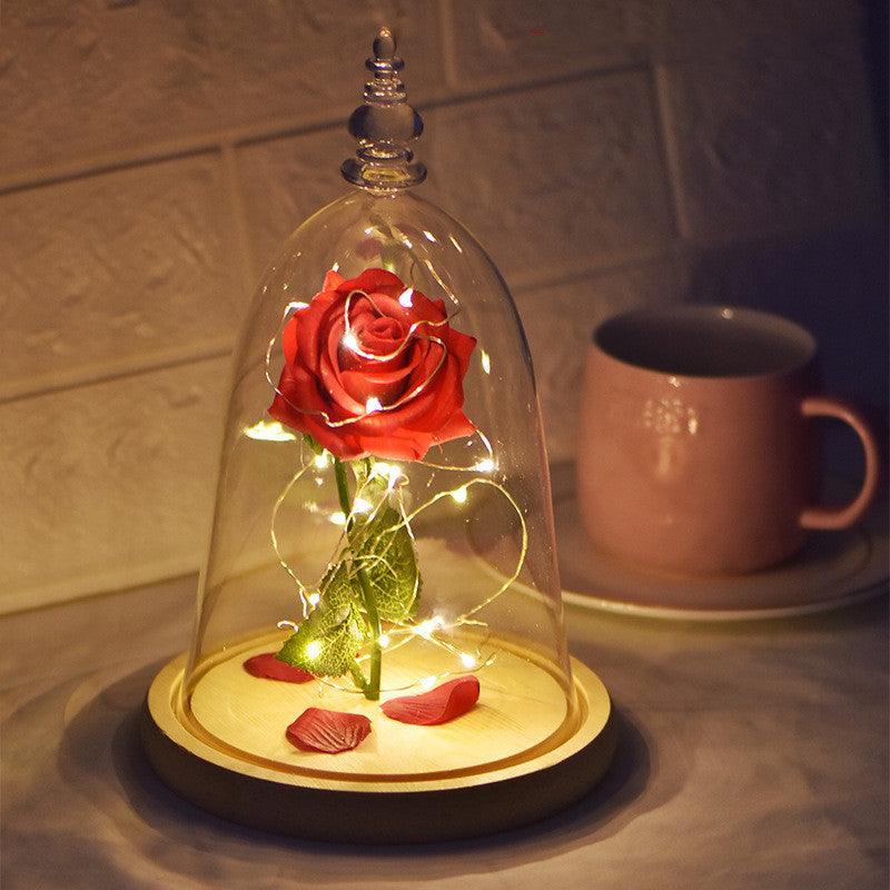 Glass Cover Rose LED Supper Light Valentine Day - Amazitshop