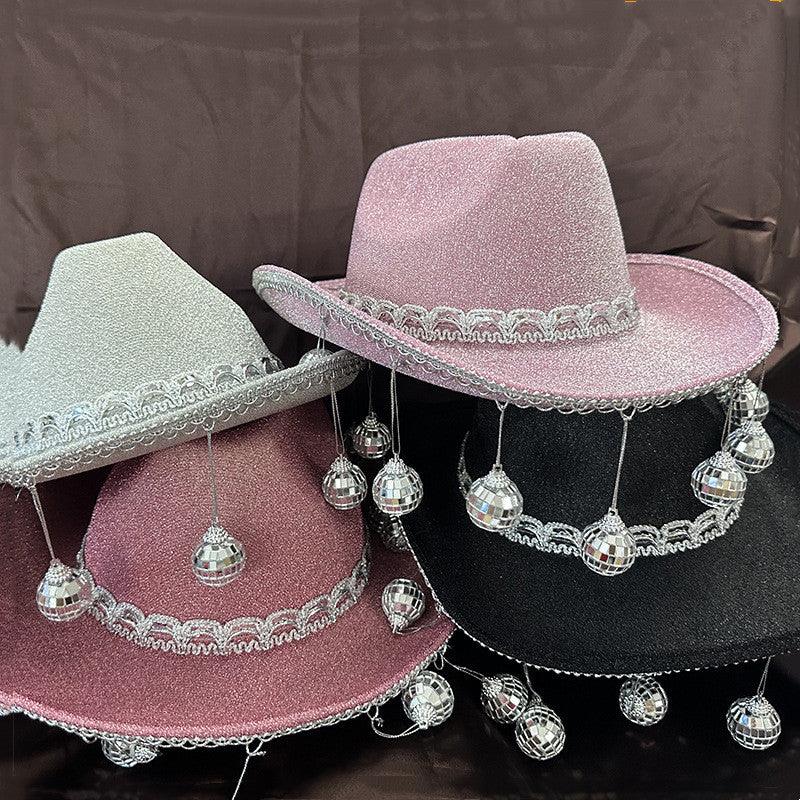 Gold Powder Ball Carnival Party Nightclub Cowboy Hat Halloween Costume - Amazitshop