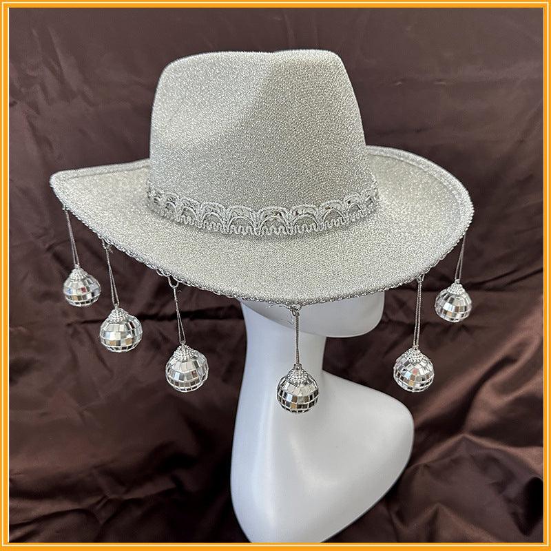 Gold Powder Ball Carnival Party Nightclub Cowboy Hat Halloween Costume - Amazitshop