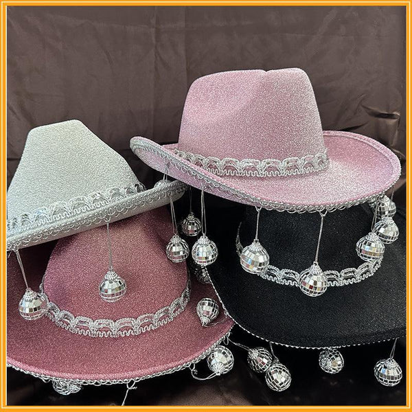 Gold Powder Ball Carnival Party Nightclub Cowboy Hat Halloween Costume - Amazitshop