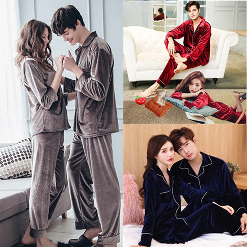 Gold velvet pajamas for couple - Amazitshop