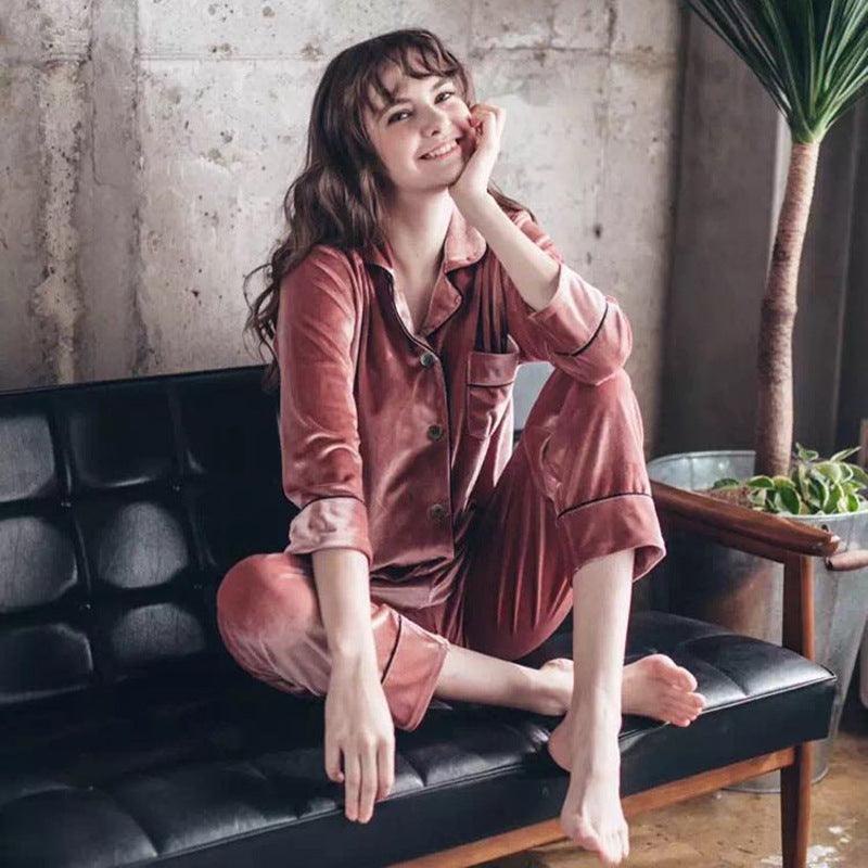 Gold velvet pajamas for couple - Amazitshop