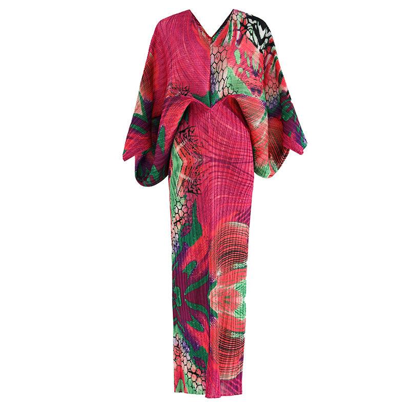 Graceful And Fashionable Pleated Plus Size Dress - Amazitshop