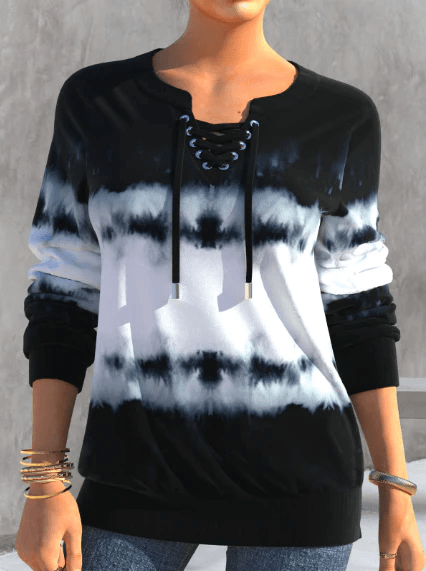Gradient Printing Fashion Loose - fitting Long Sleeves Sweater - Amazitshop