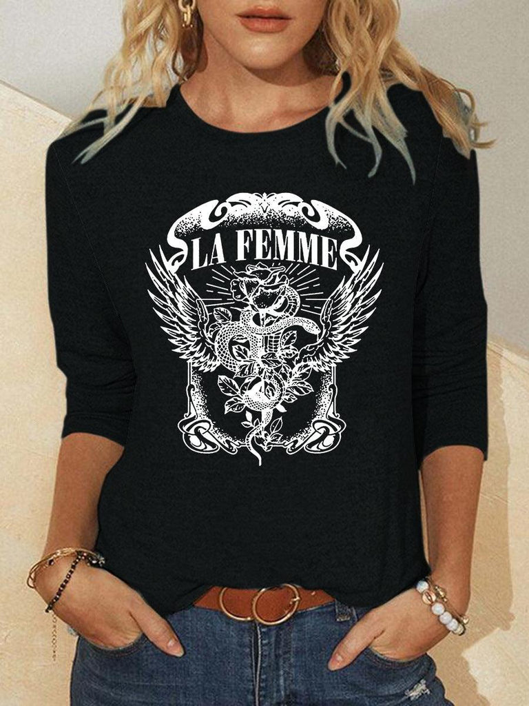 Graphic Print Fashion Outer Wear Round Neck T-shirt - Amazitshop