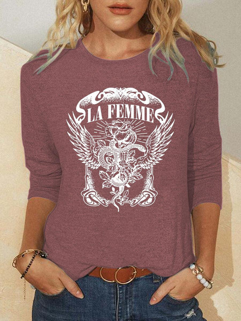 Graphic Print Fashion Outer Wear Round Neck T-shirt - Amazitshop