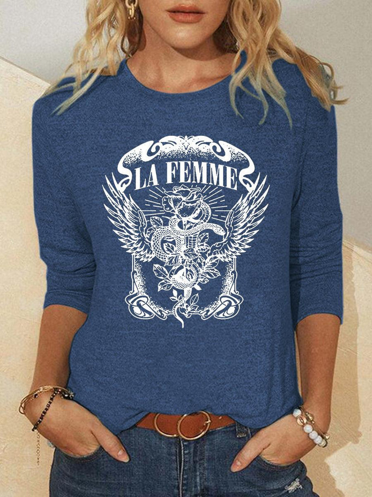 Graphic Print Fashion Outer Wear Round Neck T-shirt - Amazitshop