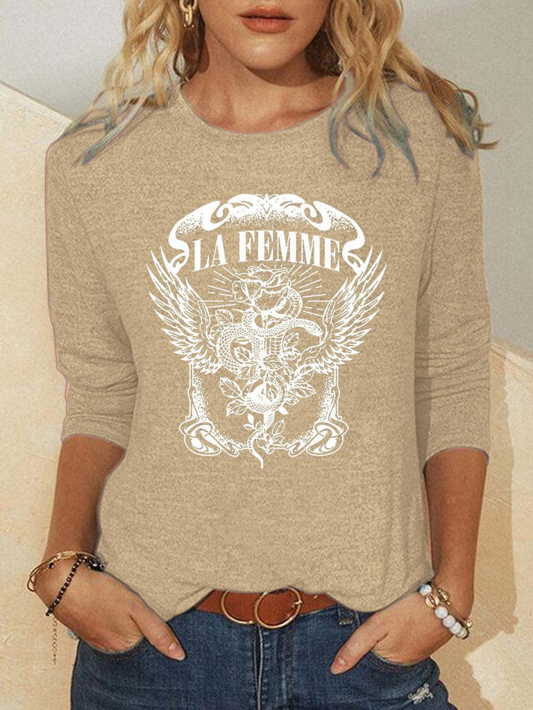 Graphic Print Fashion Outer Wear Round Neck T-shirt - Amazitshop