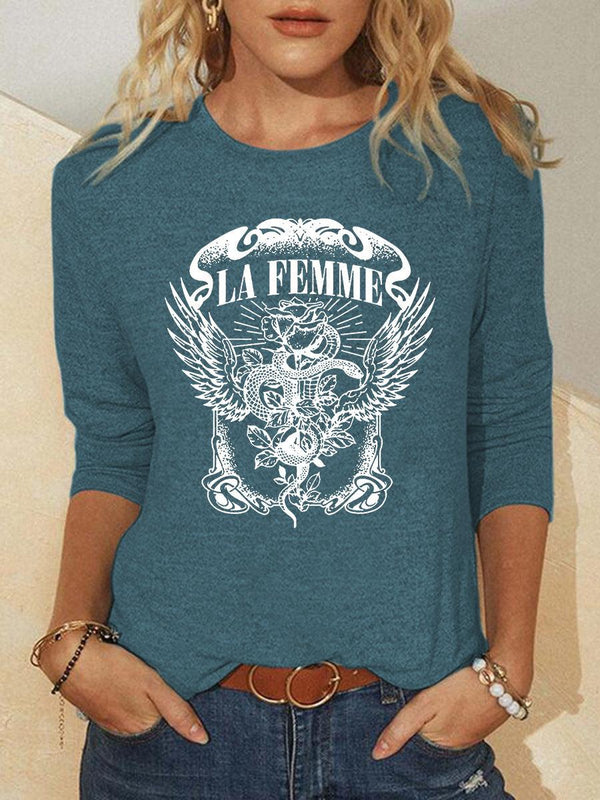 Graphic Print Fashion Outer Wear Round Neck T-shirt - Amazitshop