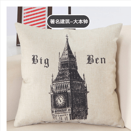 Great Buildings Print Pillow Cases London Paris New York Decorative Pillows Cotton Linen Home Decor Square Throw Pillows Cover - Amazitshop