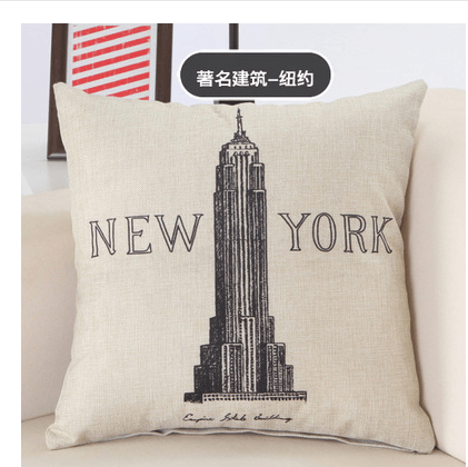 Great Buildings Print Pillow Cases London Paris New York Decorative Pillows Cotton Linen Home Decor Square Throw Pillows Cover - Amazitshop