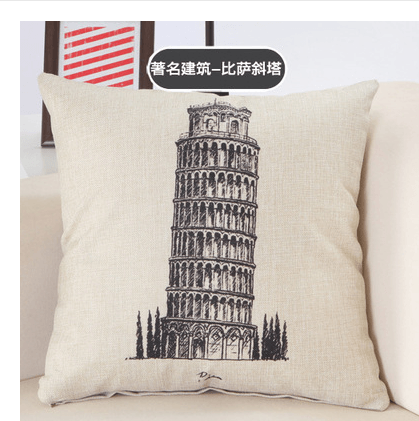 Great Buildings Print Pillow Cases London Paris New York Decorative Pillows Cotton Linen Home Decor Square Throw Pillows Cover - Amazitshop