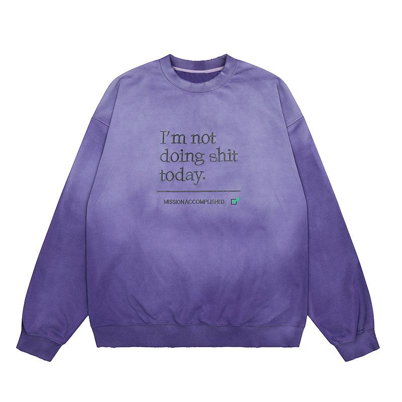 Green Loop Fall Winter Trend Water - washing Embroidery Round Neck Long Sleeve Sweater - Amazitshop