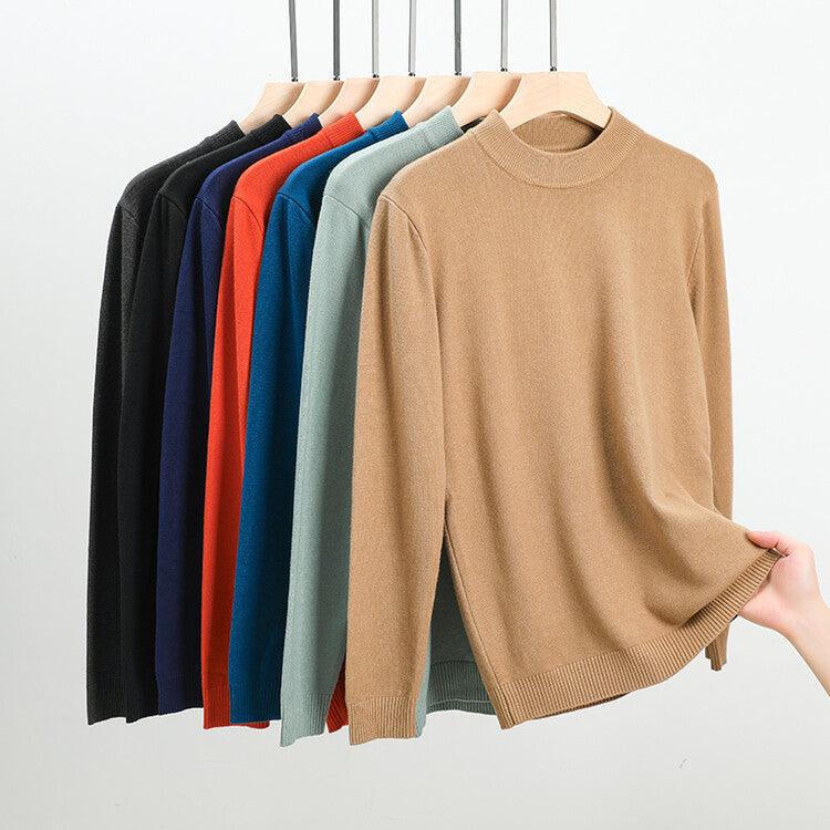 Half Turtleneck Thermal Young And Middle - aged Casual Solid Color Sweater - Amazitshop