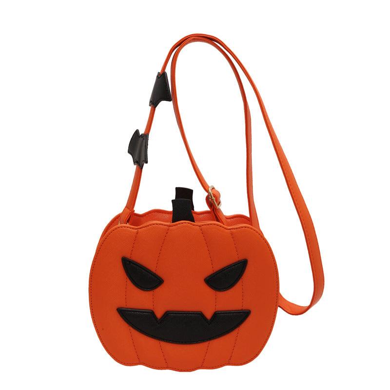 Halloween Bags Funny Pumpkin Cartoon Shoulder Crossbody Bag With Bat Personalized Creative Female Bag - Amazitshop