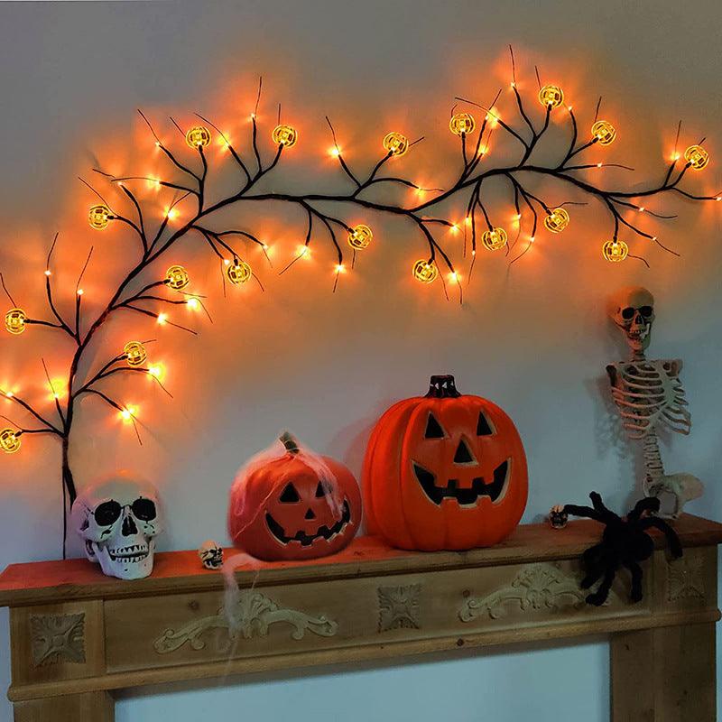 Halloween LED Willow Vine String Light Cool Cartoon Bat Pumpkin Decoration For Indoor Outdoor Party House Decor - Amazitshop