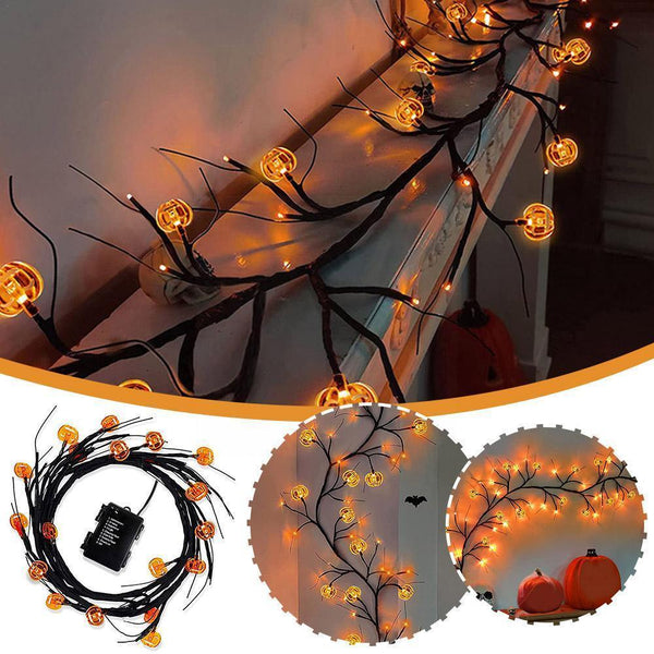 Halloween LED Willow Vine String Light Cool Cartoon Bat Pumpkin Decoration For Indoor Outdoor Party House Decor - Amazitshop